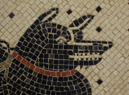 cave canem, Detail einer Reproduktion eines rmischen Mosaiks