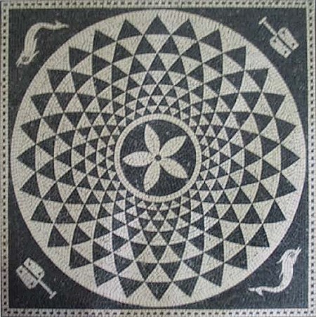 Geometrisches Motiv mit Meeresdarstelungen, Reproduktion eines rmischen Mosaiks