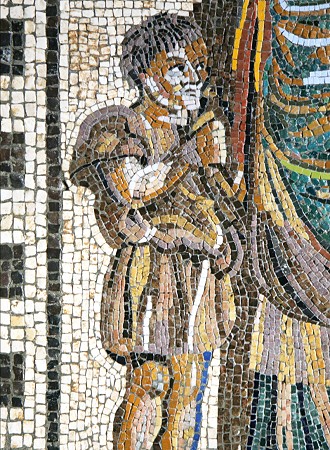 Detail einer Reproduktion eines rmischen Mosaiks